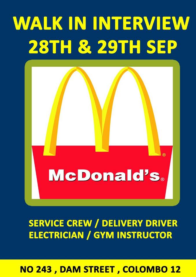 mcdonalds vacancies qatar srilanka